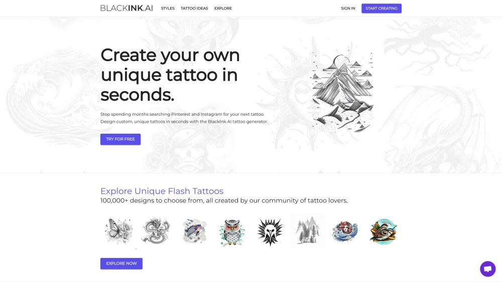 BlackInk Website screenshot