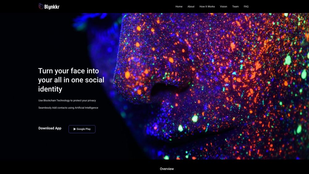 Blynkkr - Your Decentralized Identity, Powered by AI Website screenshot