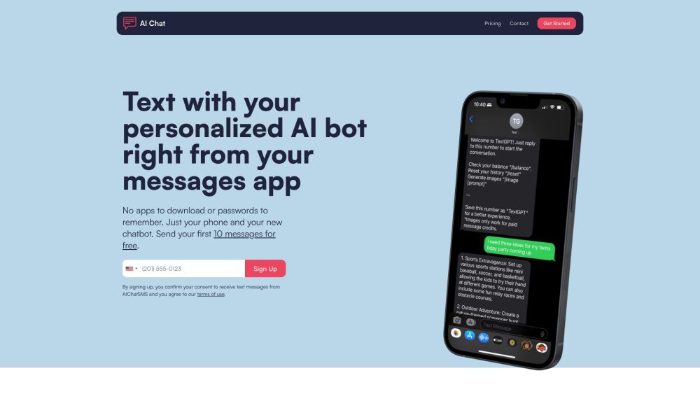 AI Chat Website screenshot