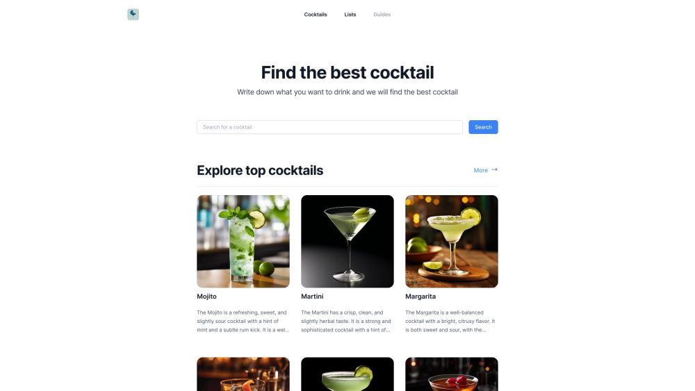 CocktailWave Website screenshot