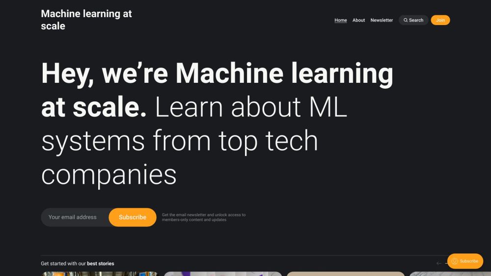 Machine learning at scaleのウェブサイトのスクリーンショット