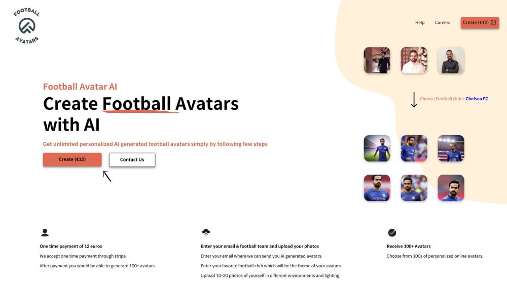 Football Avatar AI Website screenshot