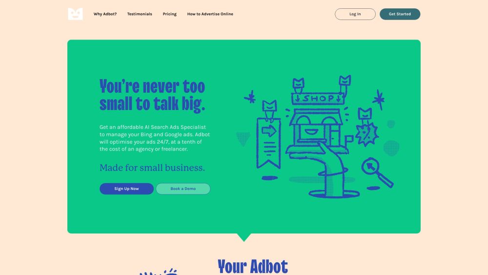 Adbot Website screenshot