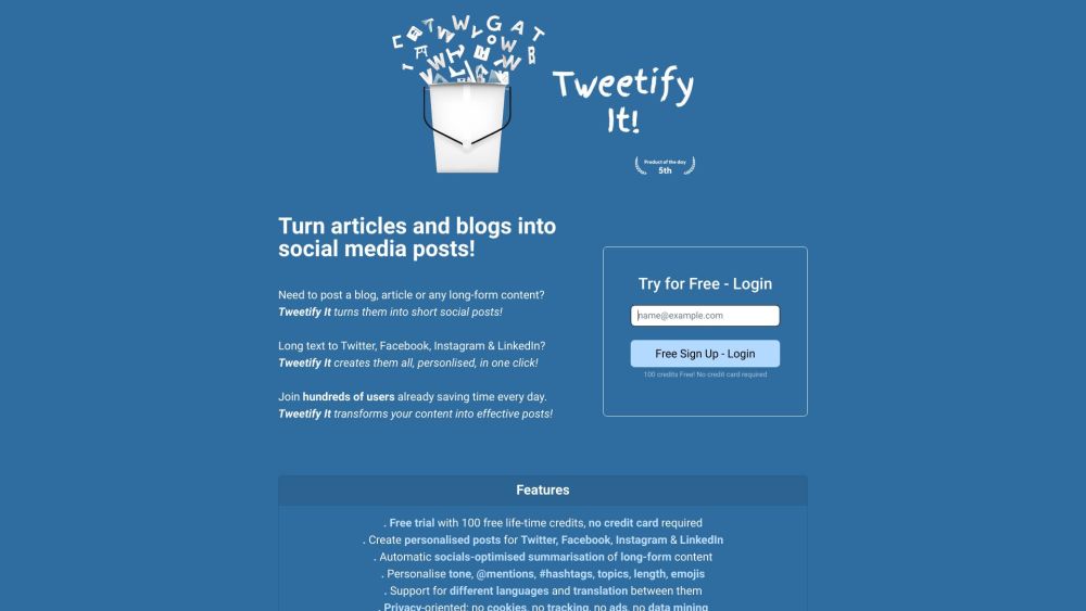 Tweetify It Website screenshot