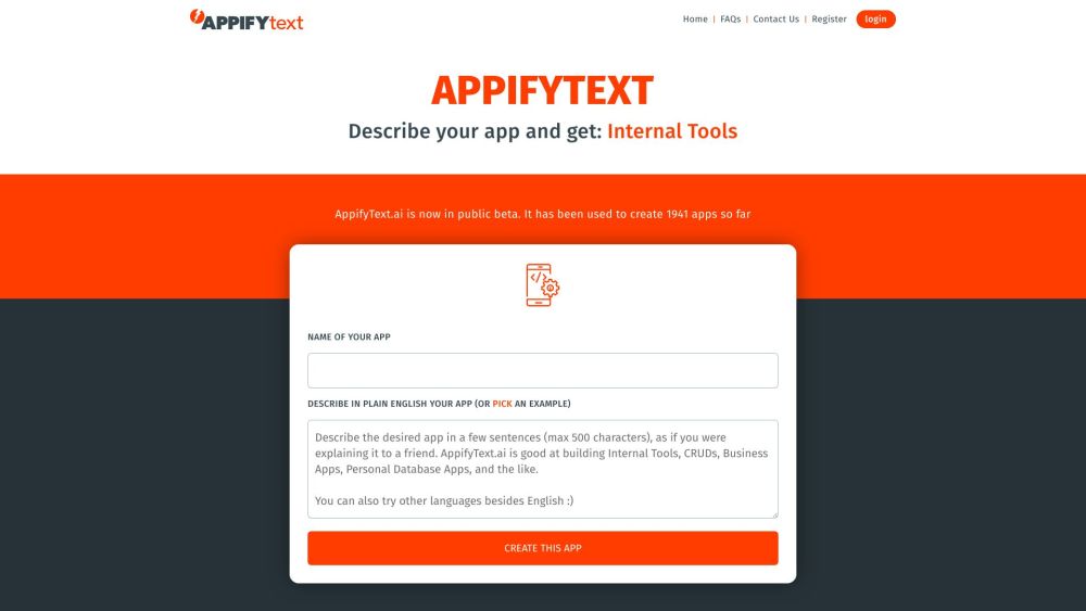 AppifyText.aiのウェブサイトのスクリーンショット