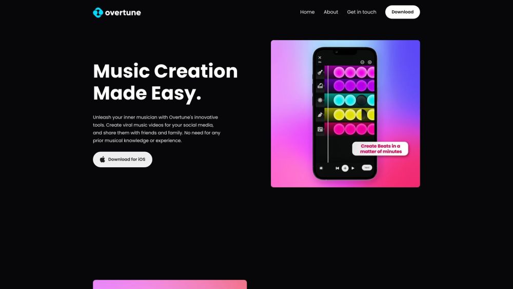 Overtune Website screenshot