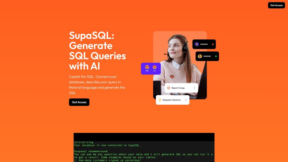 SupaSQL Website screenshot