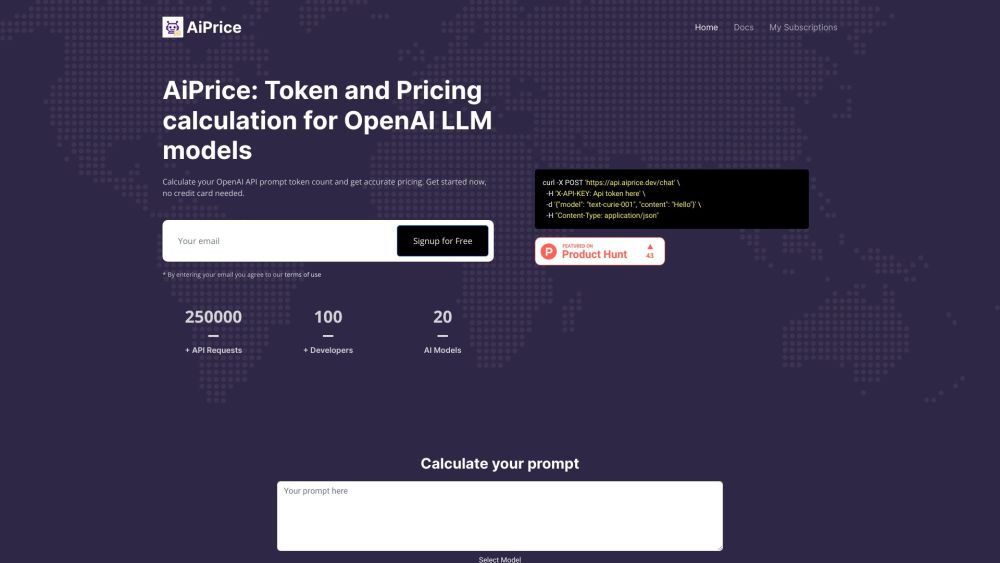 AiPrice - AI Token Pricing Calculator API