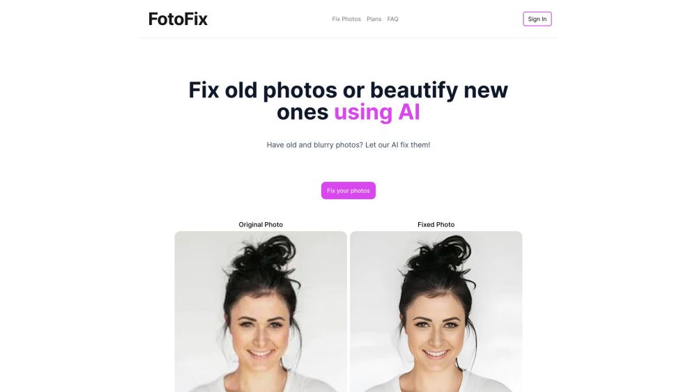 FotoFix Website screenshot