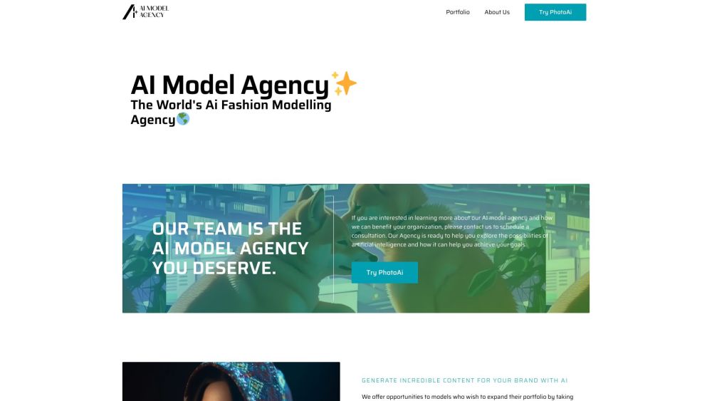 AI Model Agency Website screenshot