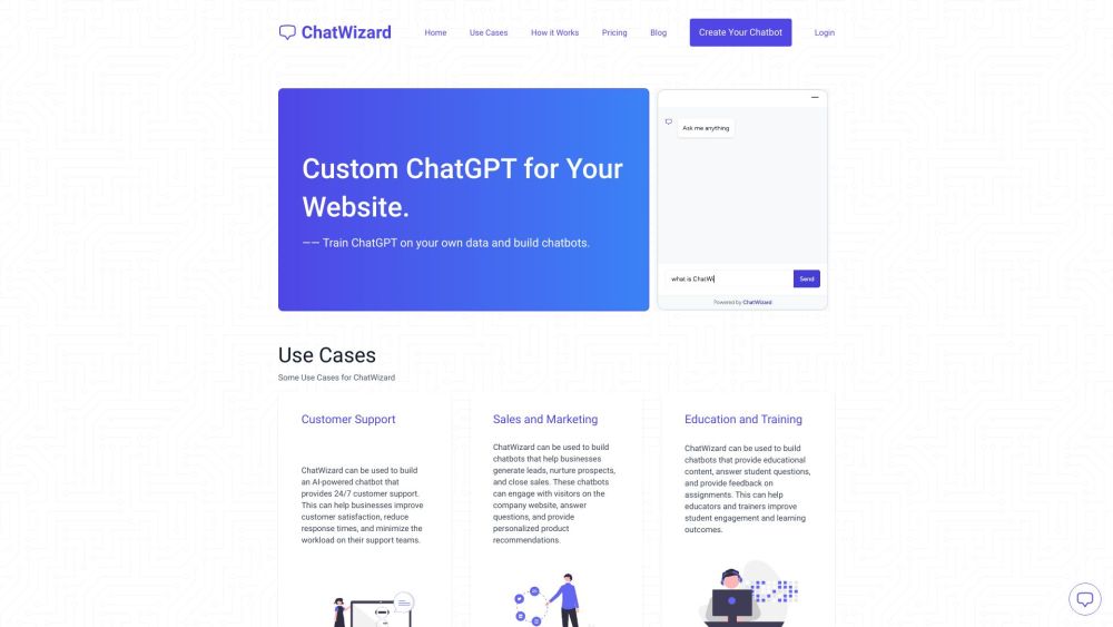 ChatWizard Website screenshot