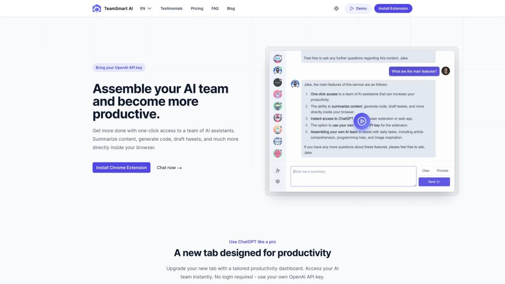 TeamSmart AI Website screenshot