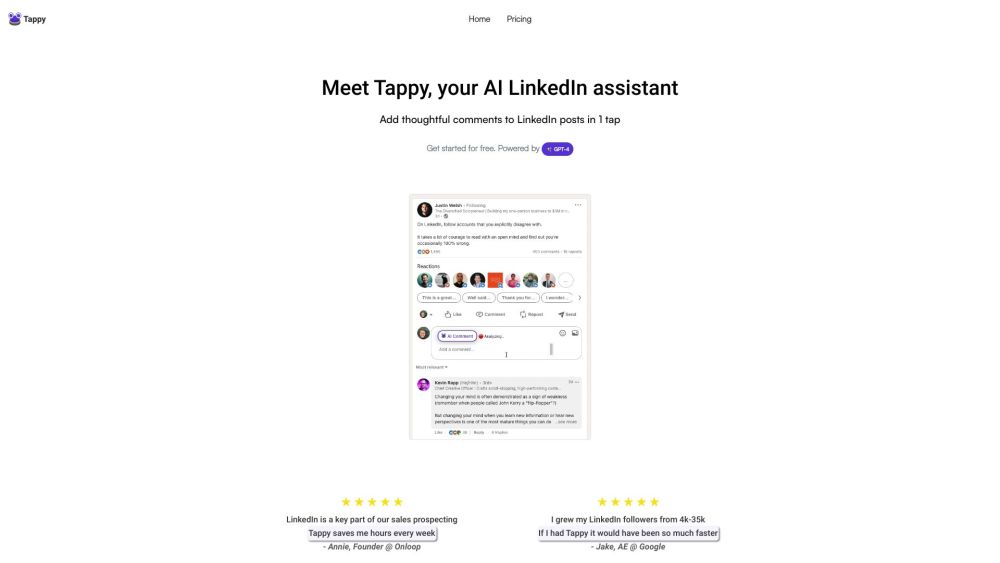 Tappy Website screenshot