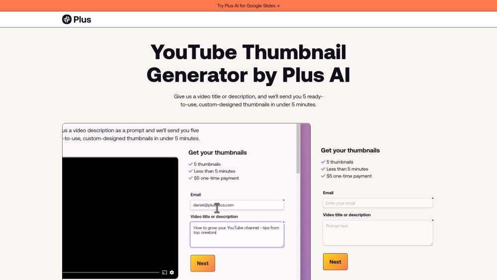 AI Youtube Thumbnail Generator Website screenshot