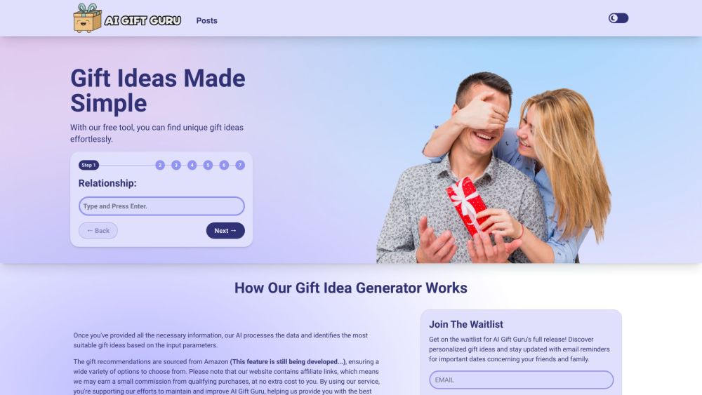 AI Gift Guru Website screenshot