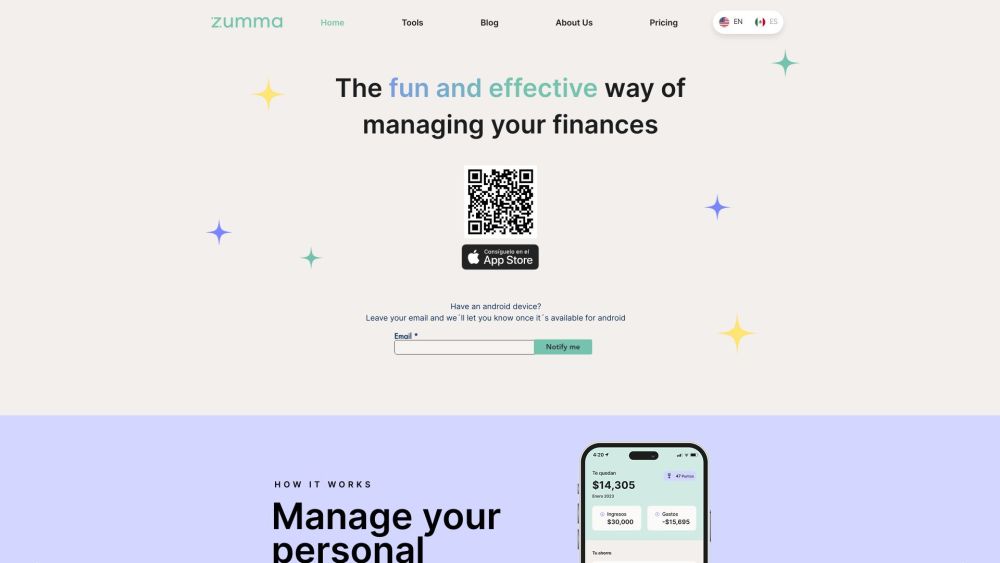 Screenshot der Zumma Financial Website