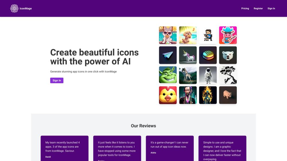 IconMage | AI Icon Generator Website screenshot