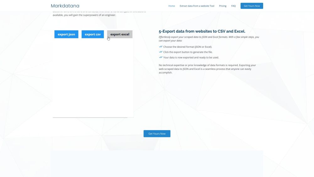 ChatGPT-powered Data Extraction Tool Website screenshot