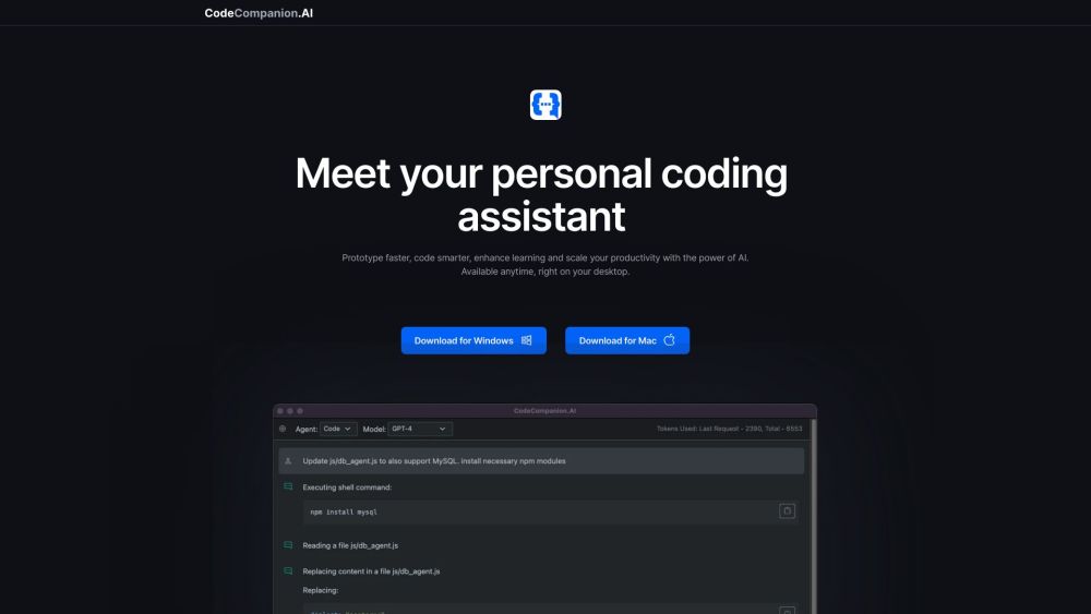 CodeCompanion.AI Website screenshot