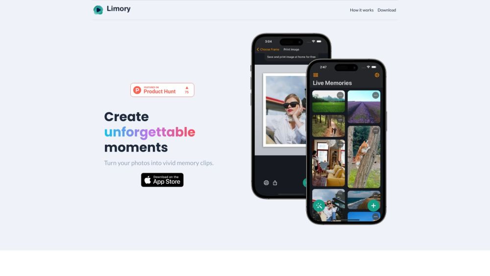 Limory - Live Memory AR Website screenshot