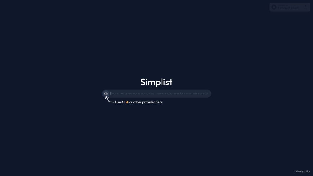 Simplist Website screenshot