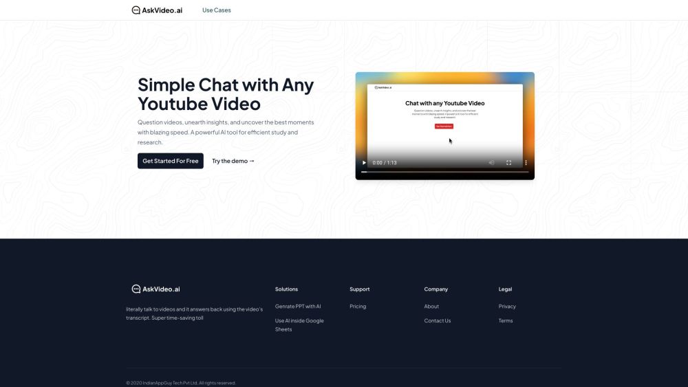AskVideo.ai Website screenshot