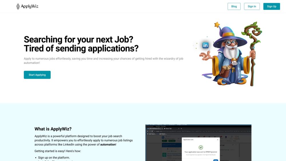 ApplyWiz Job Automations Website screenshot