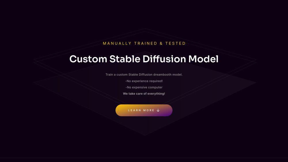 Train A Model (Stable diffusion) Website screenshot