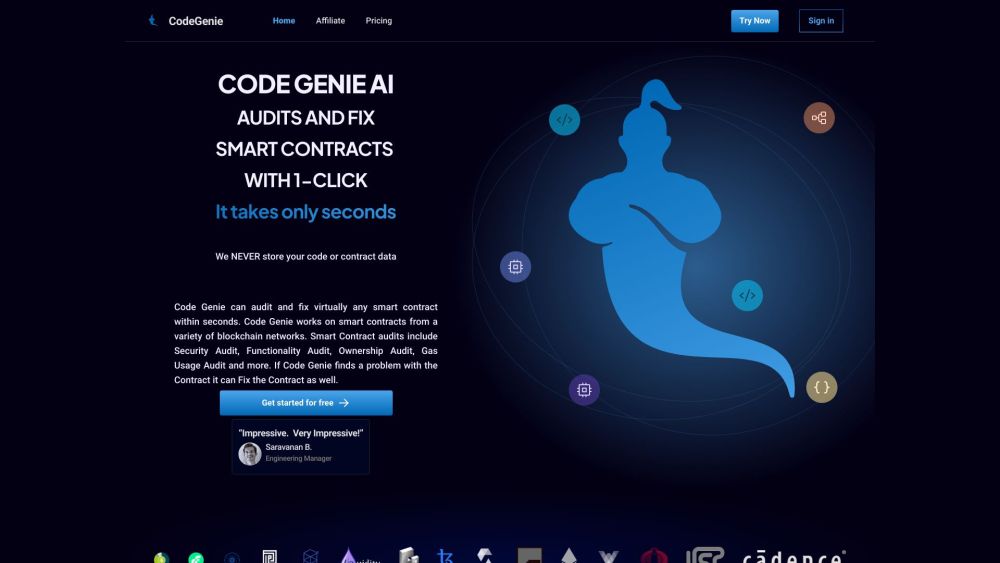 CodeGenie Website screenshot