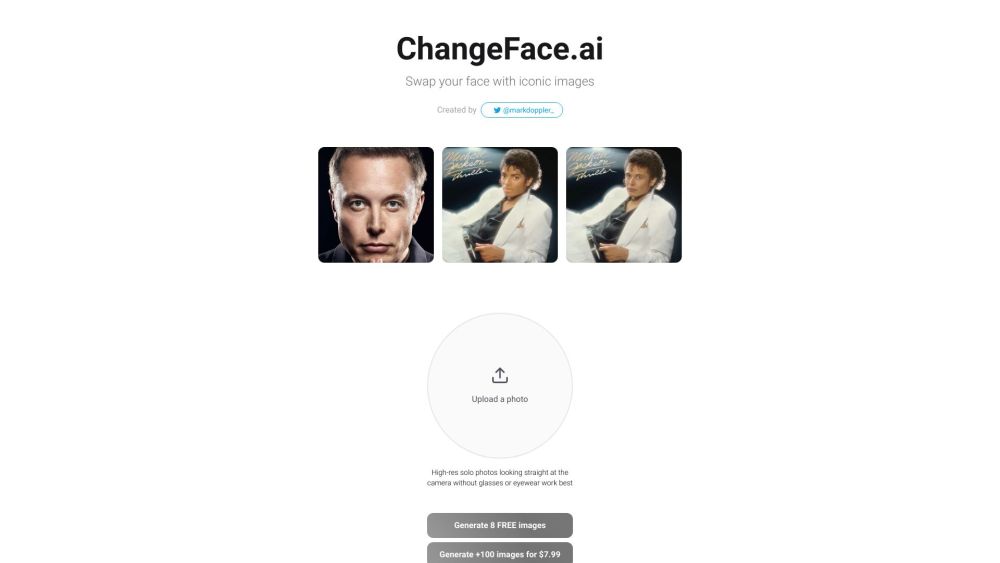 ChangeFace.ai Website screenshot