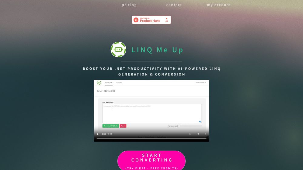 LINQ Me Up Website screenshot