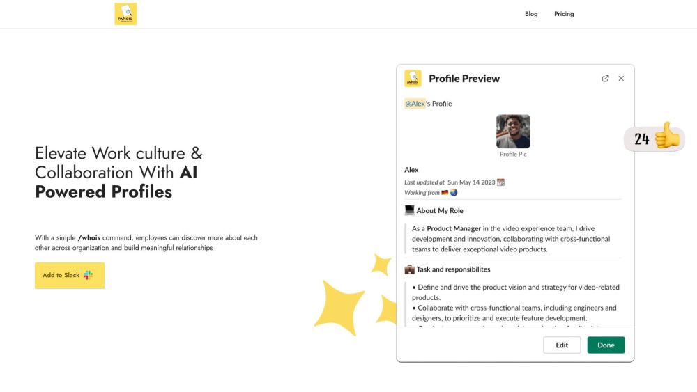 AI-powered Profile For Slack Website screenshot