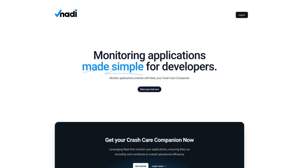 Nadi - Crash Care Companion Website screenshot