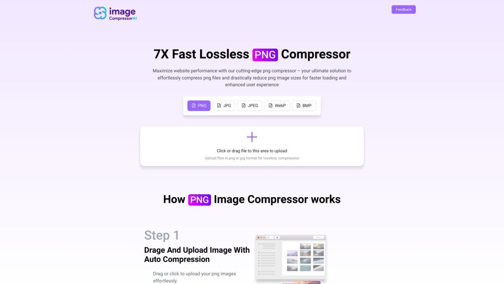 ImageCompressorAIのウェブサイトのスクリーンショット