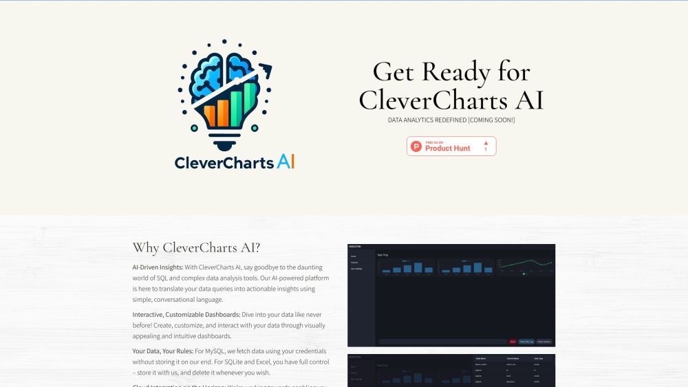 CleverCharts AI Website screenshot