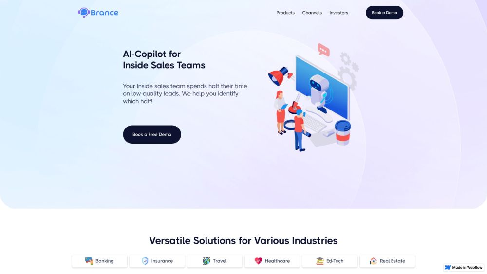 Brance | AI-Copilot for Inside Sales Teams Website screenshot