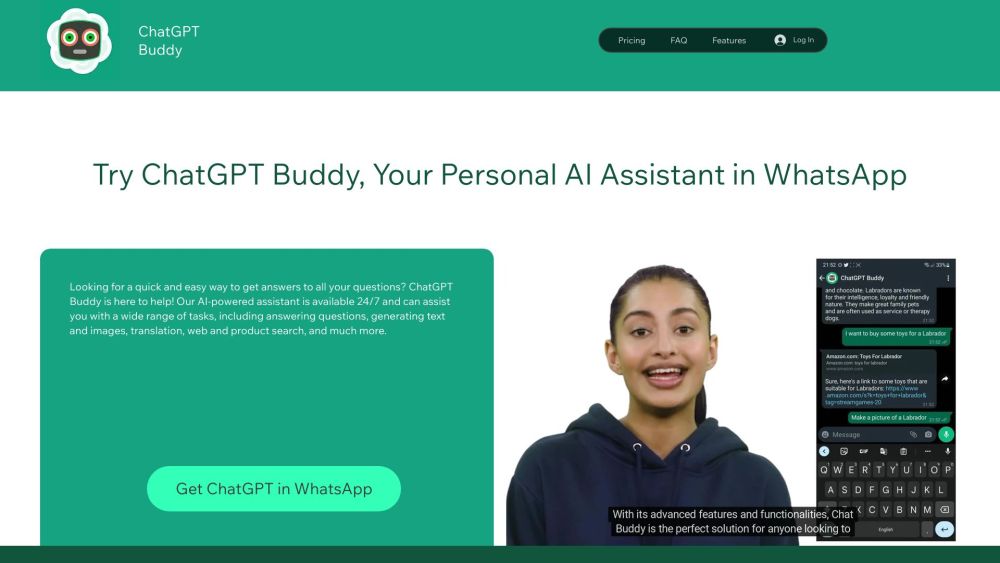 ChatGPT Buddy Website screenshot