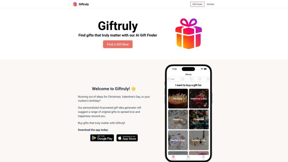 Giftruly Website screenshot