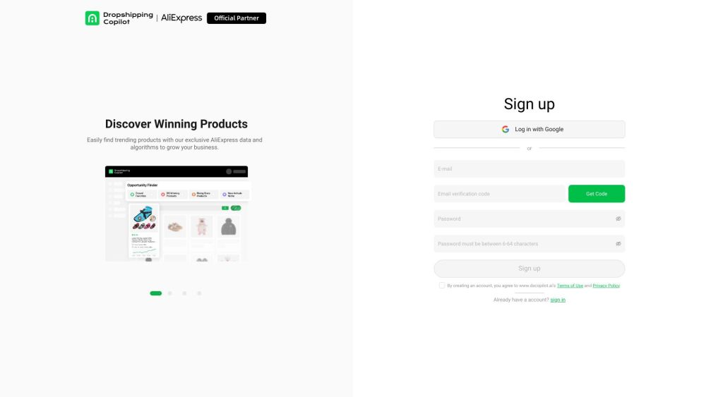 Dropshipping Copilot Official Site - AliExpress Dropshipping Website screenshot