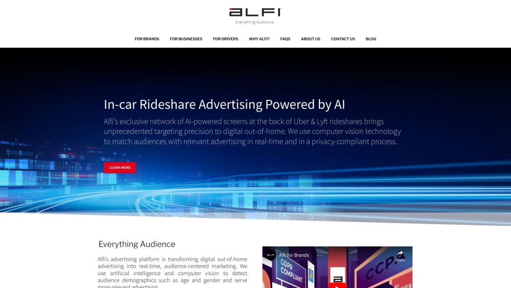 ALFI - Enterprise SaaS Powered by Artificial Intelligence Website screenshot