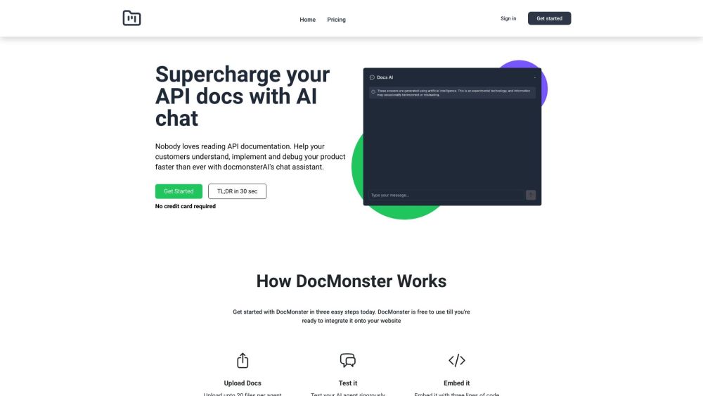 DocMonster.ai Website screenshot