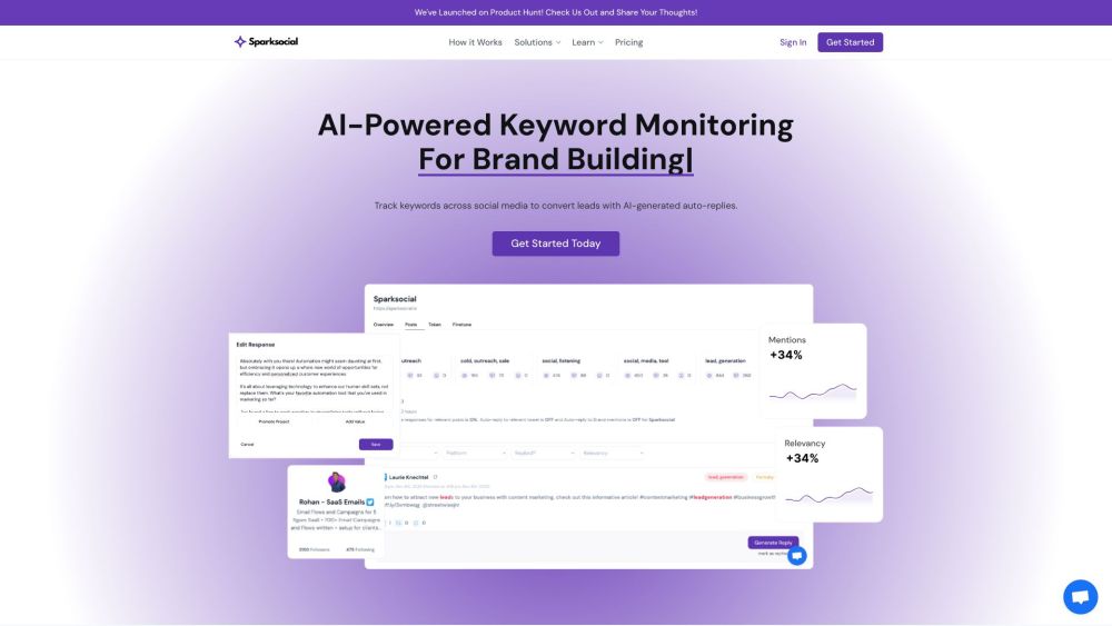 Sparksocial Website screenshot