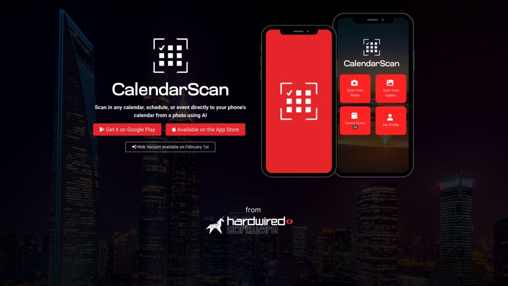 CalendarScan Website screenshot