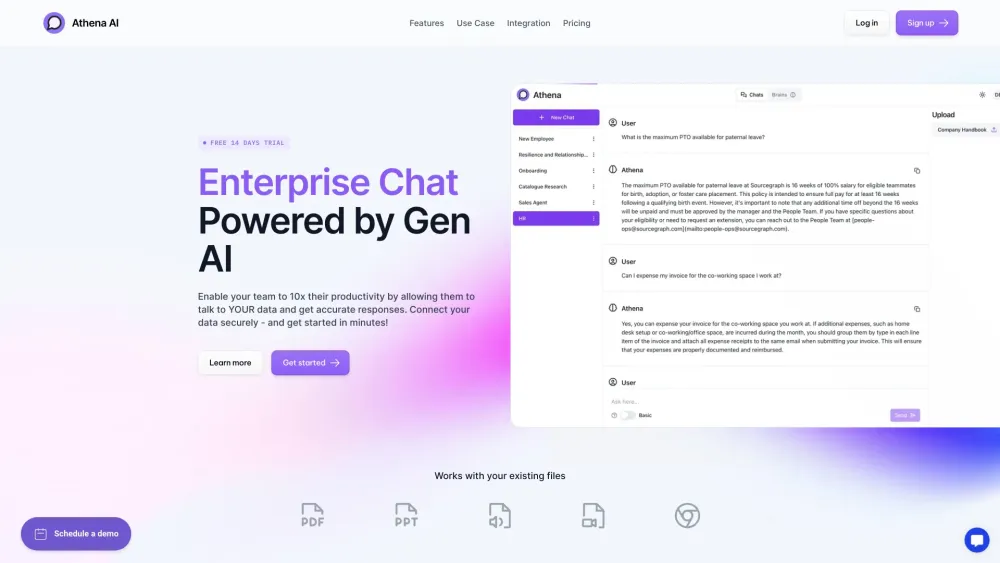 Athena AI Website screenshot