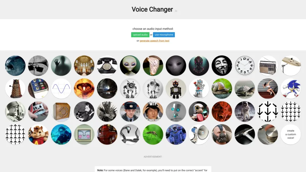 Voice Changer Website screenshot