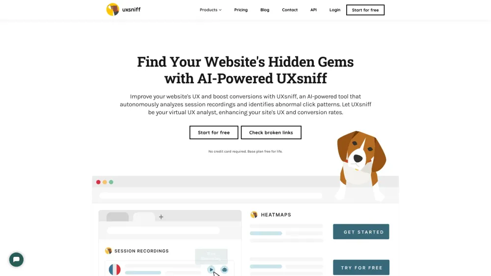 UXsniff Website screenshot