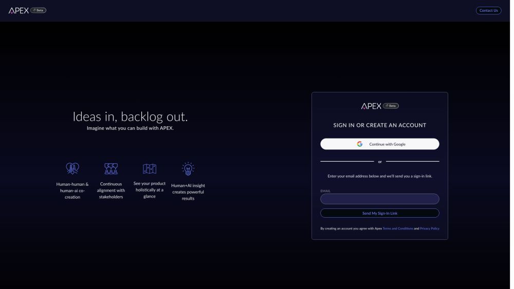 APEX - Artium Product Explorer Website screenshot