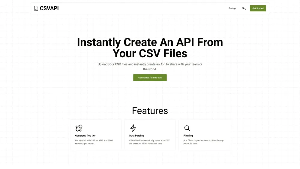 CSV to API Website Screenshot