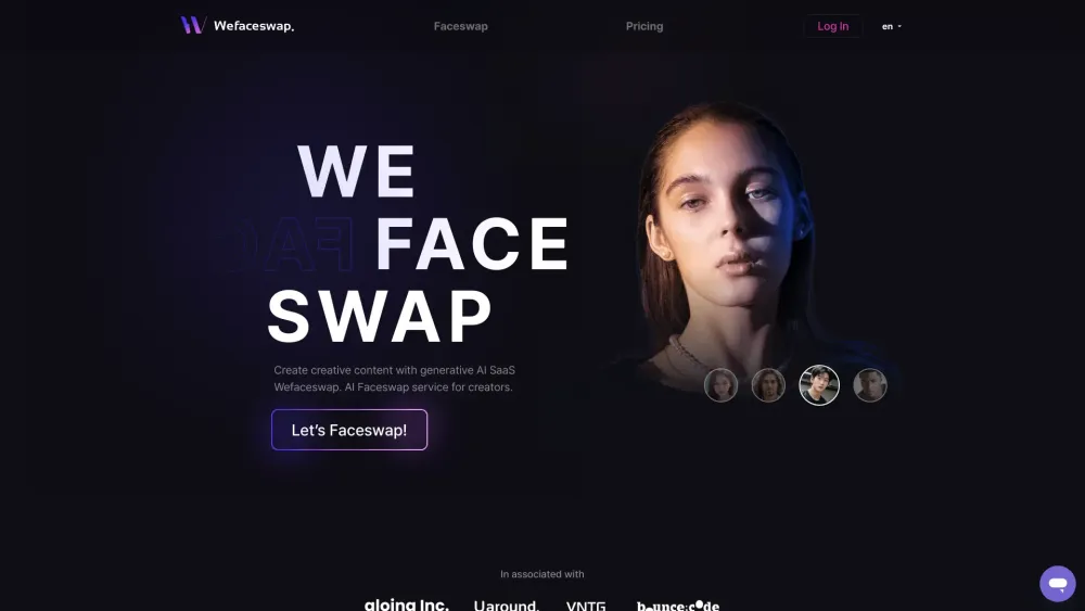 Wefaceswap Website screenshot