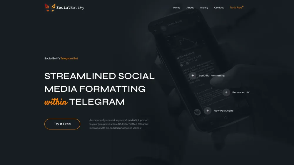 SocialBotify Website screenshot